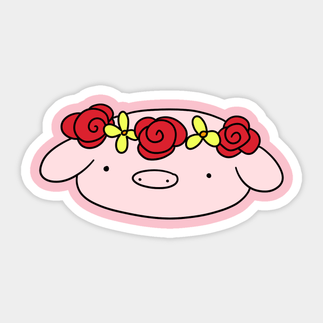 Flower Crown Pig Face Sticker by saradaboru